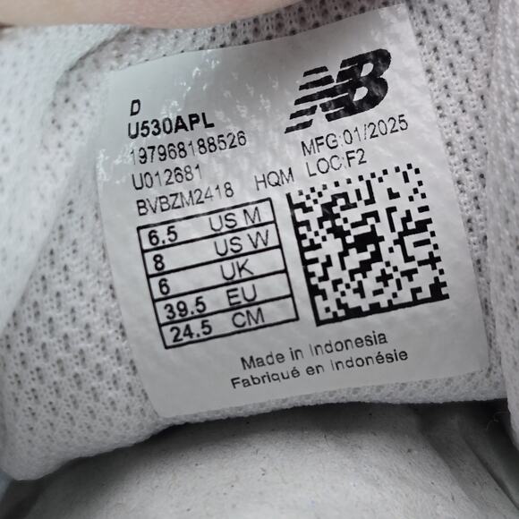 NEW New Balance 530 Womens Size 8 D Running Shoes U530APL White Green - Picture 10 of 12